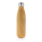 Gadżety reklamowe: Vacuum insulated ss bottle with wood print, yellow