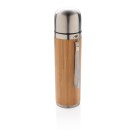 Gadżety reklamowe: Bamboo vacuum travel flask, brown