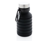 Gadżety reklamowe: Leakproof collapsible silicon bottle with lid, black