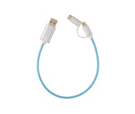 Gadżety reklamowe: 3-in-1 flowing light cable, blue