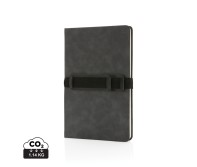 Gadżety reklamowe: Deluxe hardcover PU notebook A5 with phone and pen holder