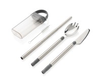 Gadżety reklamowe: Pocketsize reusable cutlery set on-the-go, silver