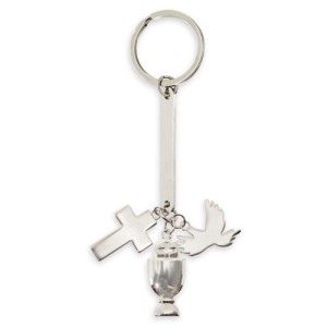 Gadżety reklamowe: charming communion shaped metal key-ring