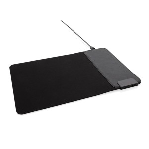 Gadżety reklamowe: Mousepad with 15W wireless charging and USB ports, black