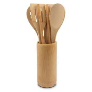 Zestaw bambusowych akcesoriów kuchennych w stojaku, 6 el. | Reese