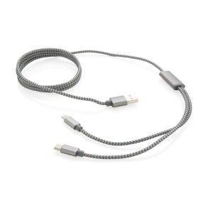 Gadżety reklamowe: 3-in-1 braided cable, grey