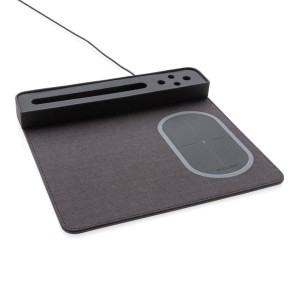 Gadżety reklamowe: Air mousepad with 5W wireless charging and USB, black
