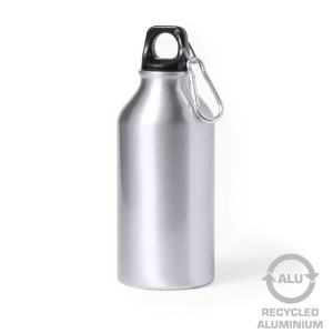 Butelka sportowa 400 ml z aluminium z recyklingu, z karabińczykiem