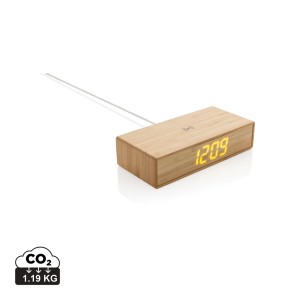 Gadżety reklamowe: Bamboo alarm clock with 5W wireless charger
