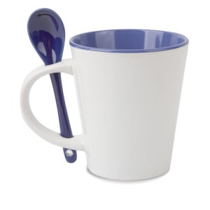 Gadżety reklamowe: ceramic mug with spoon