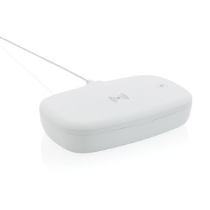 Gadżety reklamowe: UV-C sterilizer box with 5W wireless charger, white