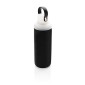 Gadżety reklamowe: Glass water bottle with silicon sleeve, black