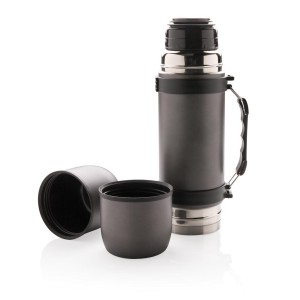 Gadżety reklamowe: Swiss Peak vacuum flask with 2 cups, grey