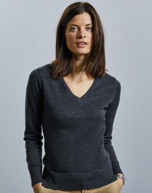 Sweter damski v-neck, Russell Collection 0R710F0
