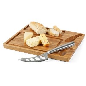 Gadżety reklamowe z logo dla firmy (MALVIA. Bamboo cheese board with knife)