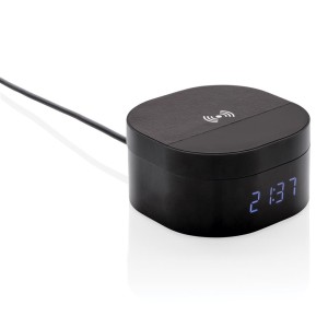 Gadżety reklamowe: Aria 5W Wireless Charging Digital Clock, black