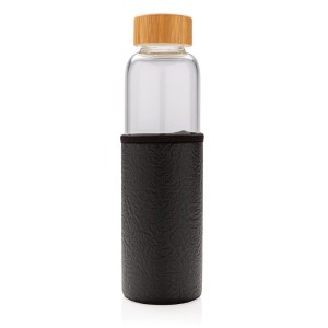 Gadżety reklamowe: Glass bottle with textured PU sleeve, black