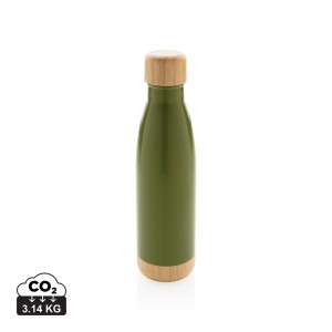 Gadżety reklamowe: Vacuum stainless steel bottle with bamboo lid and bottom