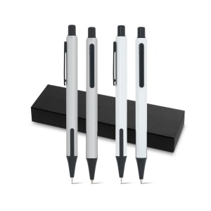 Gadżety reklamowe z logo dla firmy (HUDSON. Ball pen and mechanical pencil set in aluminium)