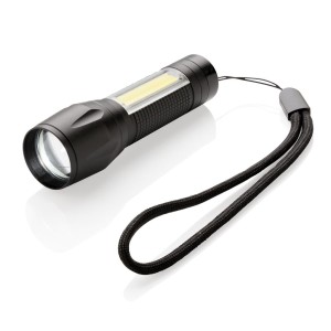 Gadżety reklamowe: LED 3W focus torch with COB, black
