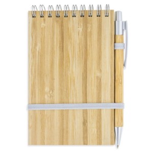 Gadżety reklamowe: block notes bamboo+pen nature