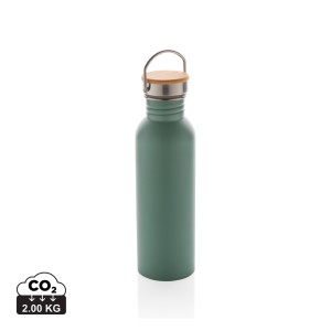 Gadżety reklamowe: Modern stainless steel bottle with bamboo lid