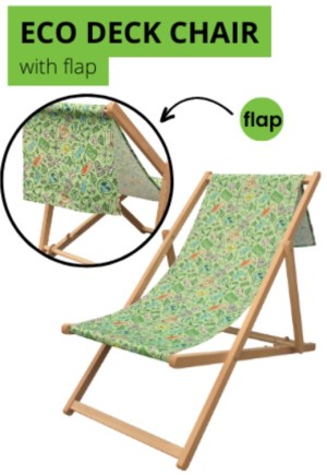 Krzesło/leżak z tkaniny organicznej z klapką z nadrukiem