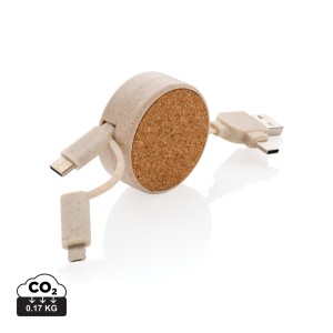 Gadżety reklamowe: Cork and Wheat 6-in-1 retractable cable