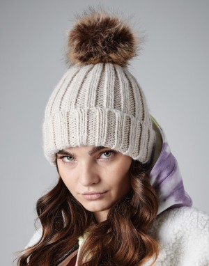 Czapka z futerkowym pomponem Chunky, Beechfield B412