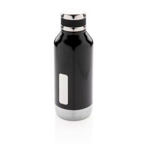 Gadżety reklamowe: Leak proof vacuum bottle with logo plate, black